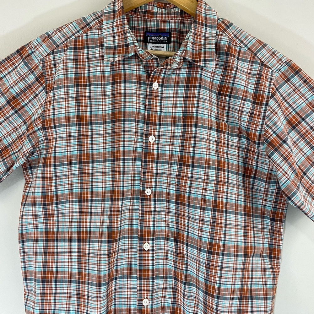 Patagonia Men’s Organic Cotton Shirt Size M Plaid Short-Sleeve Button-Up - Picture 4 of 9